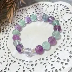 フローライト・水晶の天然石ブレスレット
