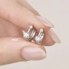 2粒フープピアス(シルバー)silver925 シンプル 小さめ上品 No69