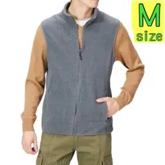 ジップアップ フリース ベスト グレー Mサイズ プレゼント