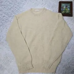 ウール100% AMERICAN REPORT ニット L ア イボリー 補修跡