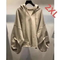 LUBA034春秋レディース フード付き薄手長袖 Vネックトレーナートップス