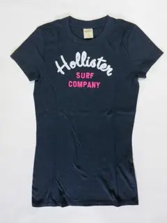 【HOLLISTER】レディースTシャツ　かっこいいネイビーに赤ロゴ S