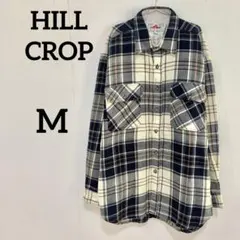 【HILL CROP】 チェック柄 ヘビーネルシャツ 長袖 ベージュ系