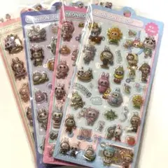 14⭐︎ぷくぷくシール4点セットボンボンドロップ立体 3Dラブブ