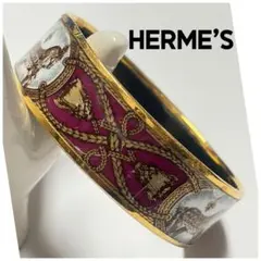 エルメス HERMES バングル　エマイユTGM ベルト柄 ブレスレット七宝焼 美品】HERMES エルメス エマイユTGM バングル 七宝焼 箱付きゴールド