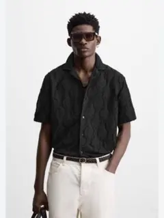 ザラ テクスチャー クロシェシャツ