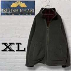 ボア裏地フリースジャケット　ダークグレー　裏地総柄チェック　USA古着