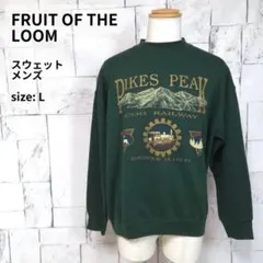 90s USA製 フルーツオブザルーム スウェット L 深緑 ビンテージ