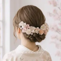 桜とマム 髪飾り ピンク ／卒業式 入学式 成人式 結婚式 ウェディング68