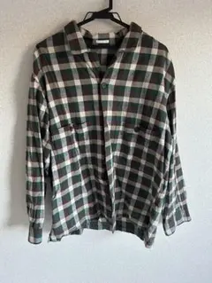 グリーン系チェック 長袖シャツ