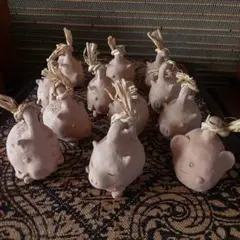 素焼き⭐猪⭐可愛い音のなる鈴⭐12個セット売り⭐招福⭐八風のサムネイル