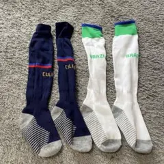 サッカーソックス 4足セット バルサ ネイビー ブラジル ホワイト