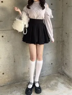 GRL グレイル フェザーショルダーオープンニットトップス[tt012]