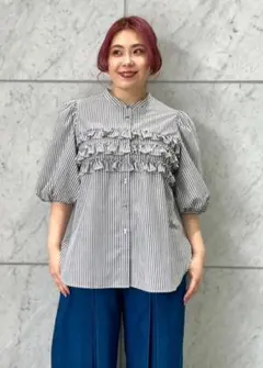 ♡デアリクト　安藤うぃコラボ　ストライプフリルシャッフル　4L♡