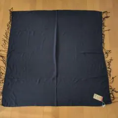 無印良品 フリンジ付き ストール　ネイビー