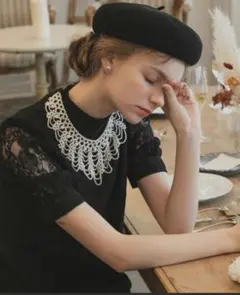 BONLECILL noir パールつけ襟ネックレス