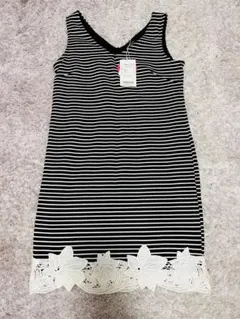 【⠀定価6325】rienda ワンピース ボーダー 花柄 刺繍 新品タグ付き