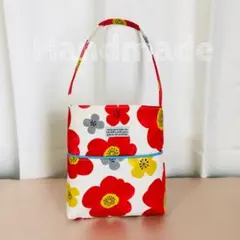 花柄サコッシュ（赤/生成り）＊ハンドメイド