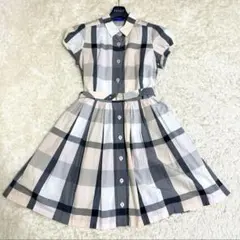 クレストブリッジ CBチェック シャツワンピース Aライン 金ベルト 38