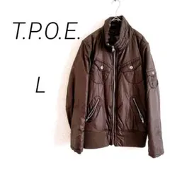 美品‼️T.P.O.E. ライダースジャケット　L ブラウン　ジップアップ