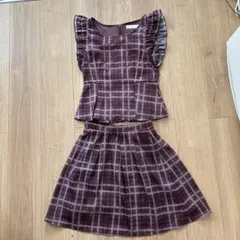セシルマクビー　チェック柄ノースリーブトップ&スカートセットアップ