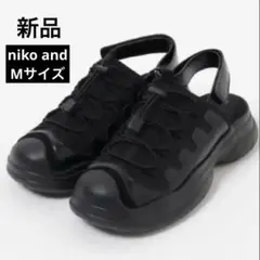 新品　ニコアンド サンダル　ブラック　23.5cm 黒　Mサイズ　メッシュ Mのサムネイル
