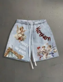 天使 アート ハーフパンツ ライトブルー ストリートのサムネイル