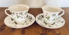 ウェッジウッド★ワイルドストロベリーカップ＆ソーサーヴィクトリアシェイプ★2客