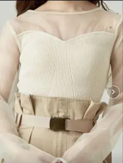 美品✨chico シースルートップス　長袖　クロップドトップス ベージュ