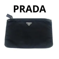 PRADA プラダ ポーチ ナイロン 三角ロゴ プレート ブラック 黒