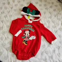新品タグ付きディズニー ミニーマウス クリスマスロンパース 70-80cm