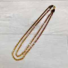 【美品】鼈甲風 2連ネックレス ブラウン系 天然素材不明 ヴィンテージ風のサムネイル
