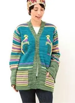 極美品 チチカカ トップス カーディガン ニットベルト付き ターコイズ F