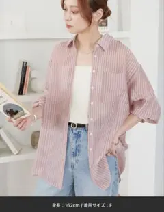 シアー ストライプ 長袖 シャツ ピンク F Discoat web限定カラーのサムネイル