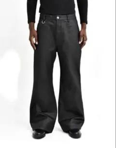 CS】coated wide denim pants (black) - メルカリ