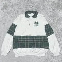 オーバーサイズ襟付きトレーナースウェットトップス長袖［F］オフホワイト系