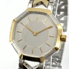 ✨箱付き・新品電池✨サンローラン 腕時計 クォーツ オクタゴン コンビ