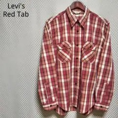 リーバイス☆ワークシャツ チェック柄 レッドタブ ワンポイントロゴ L レッド系