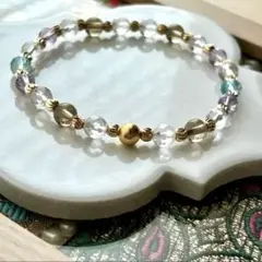 アルタイ隕石【メテオライト】＆ブルートパーズのカラフルブレスレット