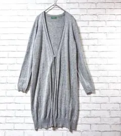 【アースミュージック&エコロジー】ロングカーディガンF グレー麻混紡 シンプル