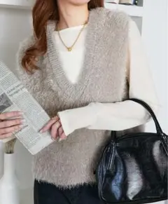 Discoat ニット ショートベスト「前後2WAY」 レディース　完売色