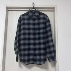【美品】ユニクロ UNIQLO フランネルチェックシャツ M グレー×ブラック