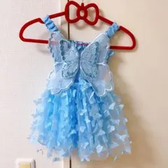 水色 蝶モチーフ ベビードレス