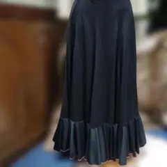 フラメンコ フレアスカート 黒 フリル付き