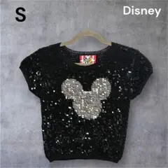 Disney ミッキーマウス スパンコールニット インポート ヴィンテージ 半袖