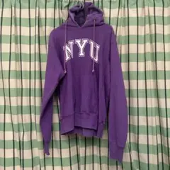 Champion NYU リバースウィーブ　赤タグ　パーカー 紫色 フード付き