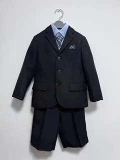 キッズ フォーマルスーツ 黒 ストライプ　110 入学式　卒園式　七五三