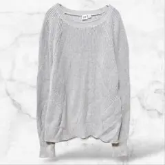 【ギャップ】長袖ニットセーター Uネック ライトグレー(M)春秋冬 シンプル