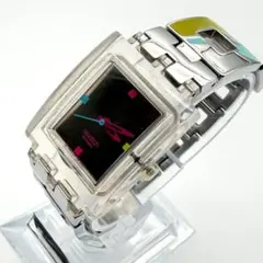 swatch スウォッチ 腕時計 スクエア 新品電池 マルチカラー 女性稼働のサムネイル