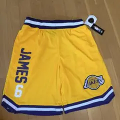 Los Angeles Lakers バスケットボールショーツ イエロー汚れありのサムネイル